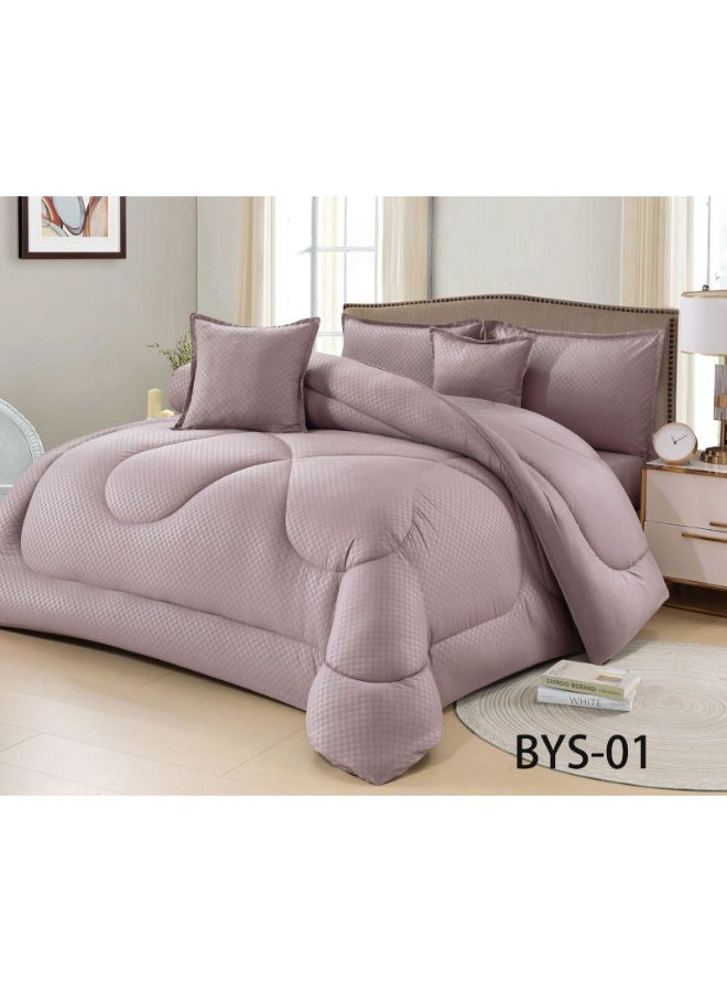 Sweet Dreams 7-Piece Double Bedspread Set – Light Purple Solid Design – Quilted Comforter – 220×240 cm