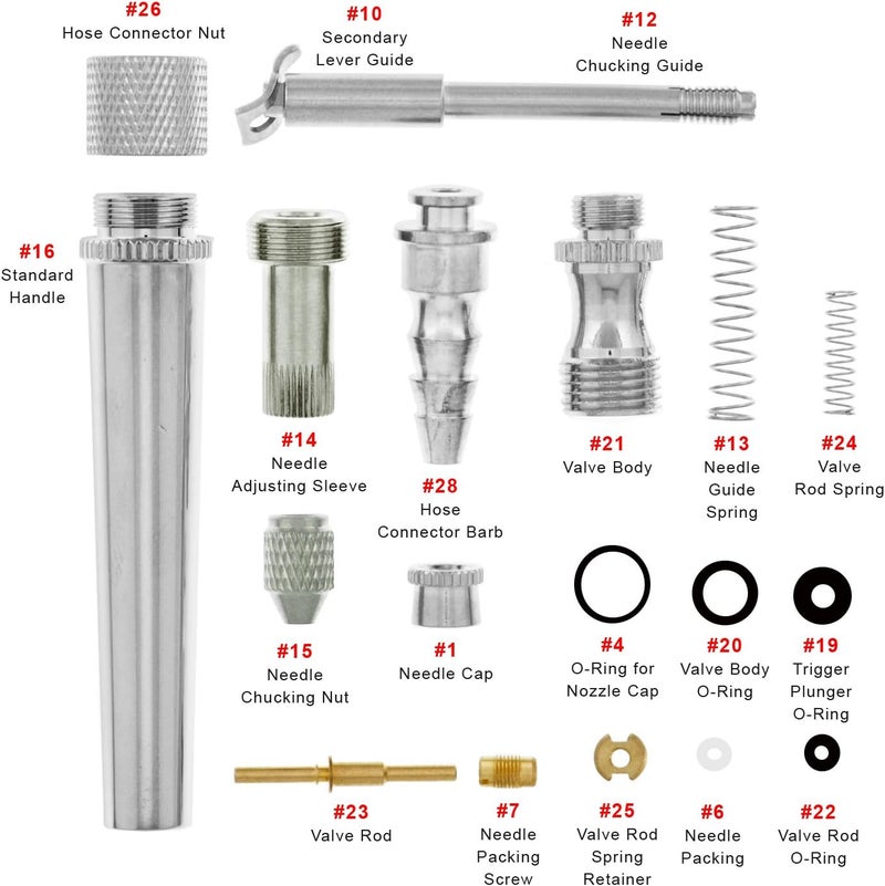 Master Airbrush 18 Piece Repair Parts Kit for G22, G23, G24, G25, G26, G34, G39 Models - Image 2