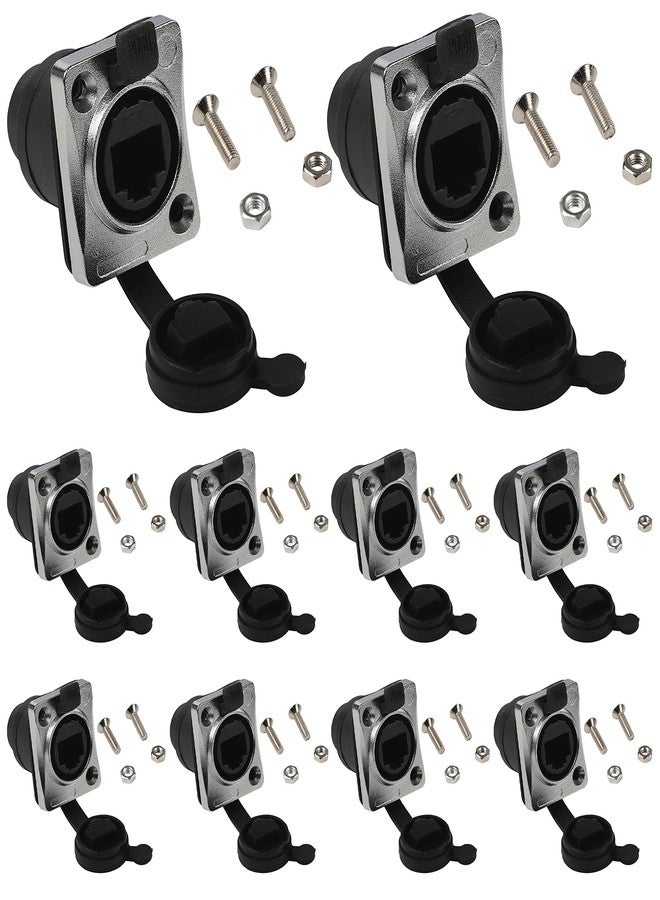 ANMBEST 10PCS Panel Mounting RJ45 IP65 Waterproof PCB Signal Panel Cat5/5e/6 8P8C Connector Ethernet LAN Cable Connector Double Head Coupler Adapter Female to Female with Waterproof/Dust Cap - Image 1