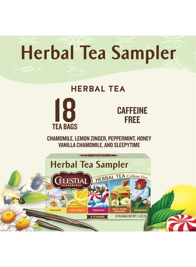 CELESTIAL SEASONINGS Herbal Tea Sampler Variety Pack, Caffeine Free, 18 Tea Bags Box - Image 2