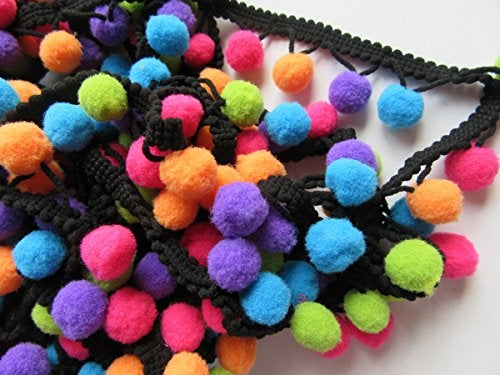 YYCRAFT Multicolor Pom Pom Ball Fringe Trim Ribbon Sewing(5 Yards) - Image 2