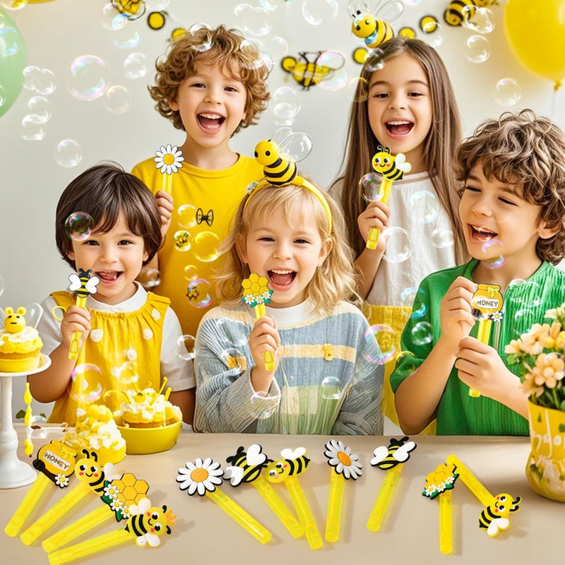 Winrayk Bee Party Favors, 24Pcs Bee Themed Mini Bubble Wands for Kids Bubbles Bulk with Detachable Topper (6 Styles & Colors), Birthday Gift Easter Goody Bag Stuffer Classroom Prizes Honey Party Favor - Image 5