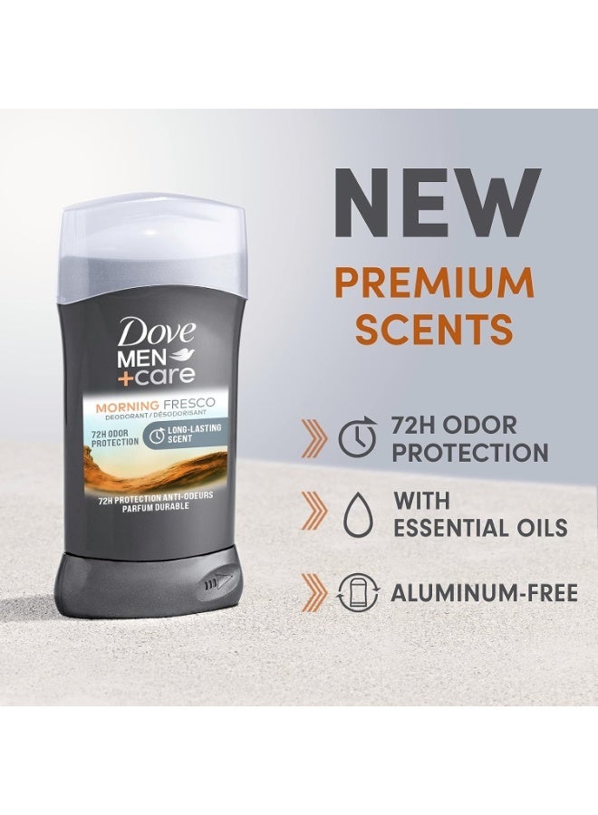 دوف من+كير مزيل عرق دوف مين+كير للرجال، برائحة منعشة صباحية، خالٍ من الألومنيوم، حماية من الروائح لمدة 72 ساعة، مزيل عرق للرجال مع زيوت عطرية وربع كريم مرطب، 85 غرام - Image 1