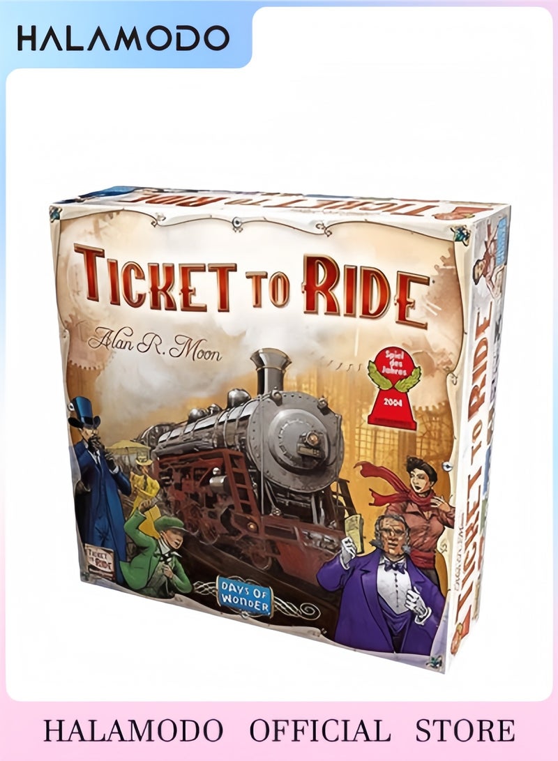 هالامودو لعبة تذكرة الركوب اللوحية، مغامرة قطار عبر البلاد للأصدقاء والعائلة، لعبة استراتيجية للأطفال والكبار، للأعمار من 8 سنوات فما فوق، من 2 إلى 5 لاعبين، مدة اللعب من 30 إلى 60 دقيقة - Image 1