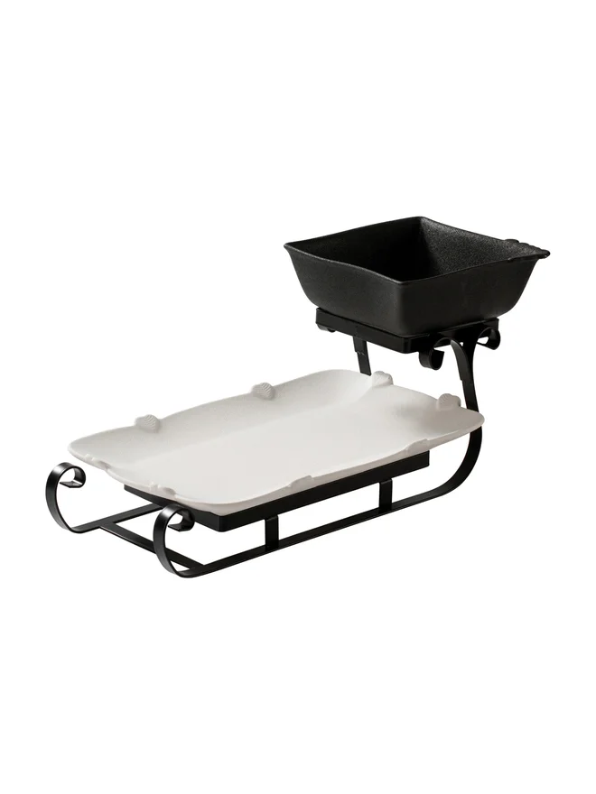 Shallow 2-Tier Home Serving Set Porcelain Square Bowl and Rectangular Platter