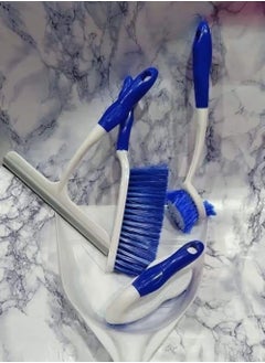 Generic A plastic shovel with a soft handle, a sweeping brush for all surfaces, a carpet brush, and a bathroom brush, blue in color  - Image 4
