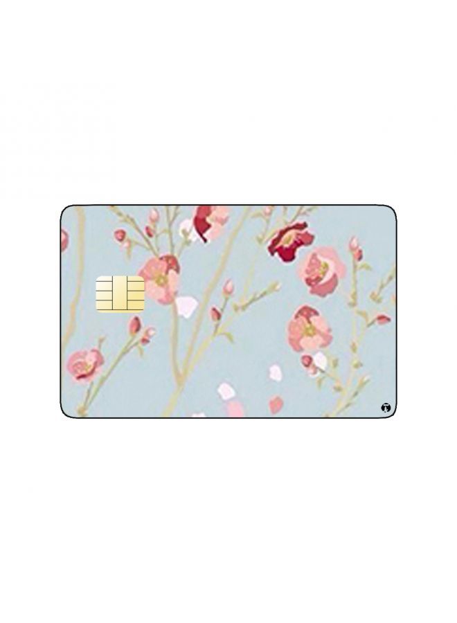 RKN PRINTED BANK CARD STICKER Beautiful Pink Flowers Drawing - Image 1