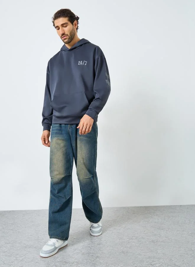 Styli Oversized Front and Back Print Scuba Hoodie