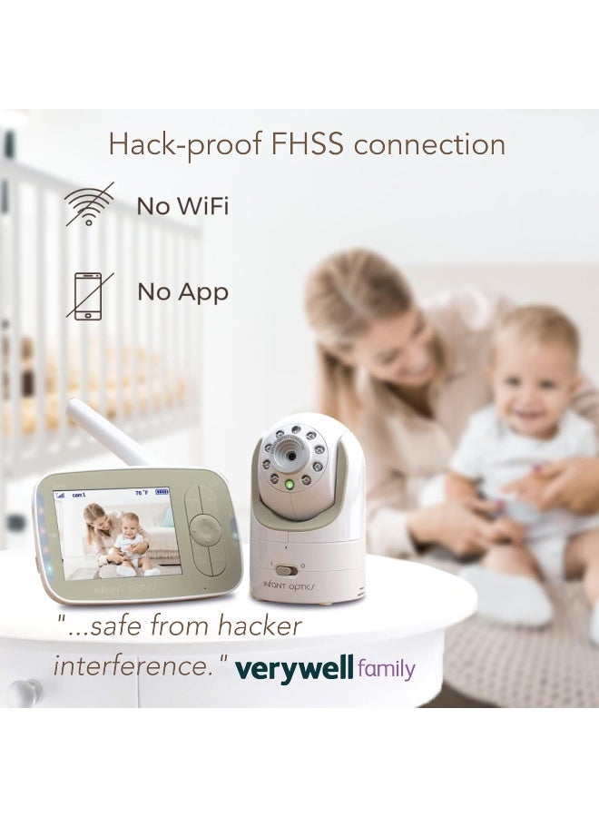 Infant Optics مراقب الأطفال إنفانت أوبتيكس DXR-8 مع إمكانية التحريك والإمالة والتكبير وعدسات بصرية قابلة للتبديل (3.5 بوصة) - Image 3