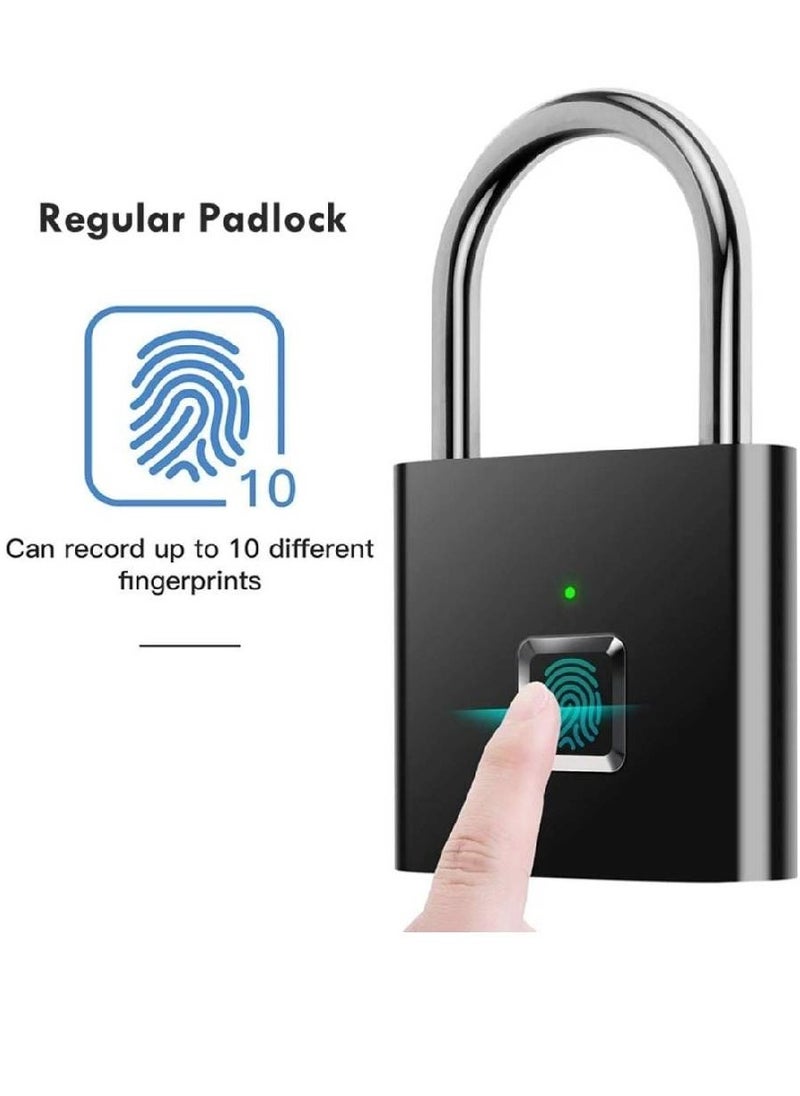 Arabest - Smart Digital Alarm Pad Fingerprint Lock/Smart Biometric Fingerprint Padlock Black - Image 1