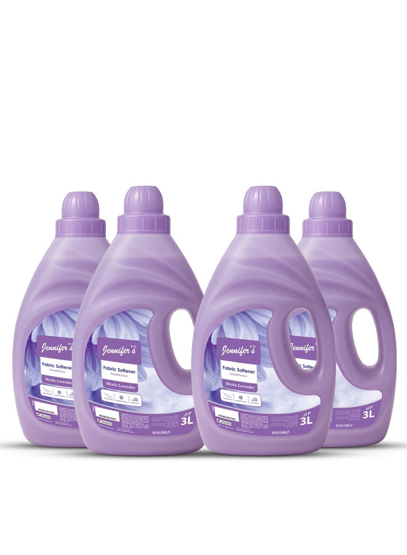 Jennifer's Jennifer’s Fabric Softener Lavender 3L - Pack of 4 - Soften Clothes & Eliminate Odors, Long-Lasting Fragrance for All Fabrics - Lavender Freshness for Laundry 