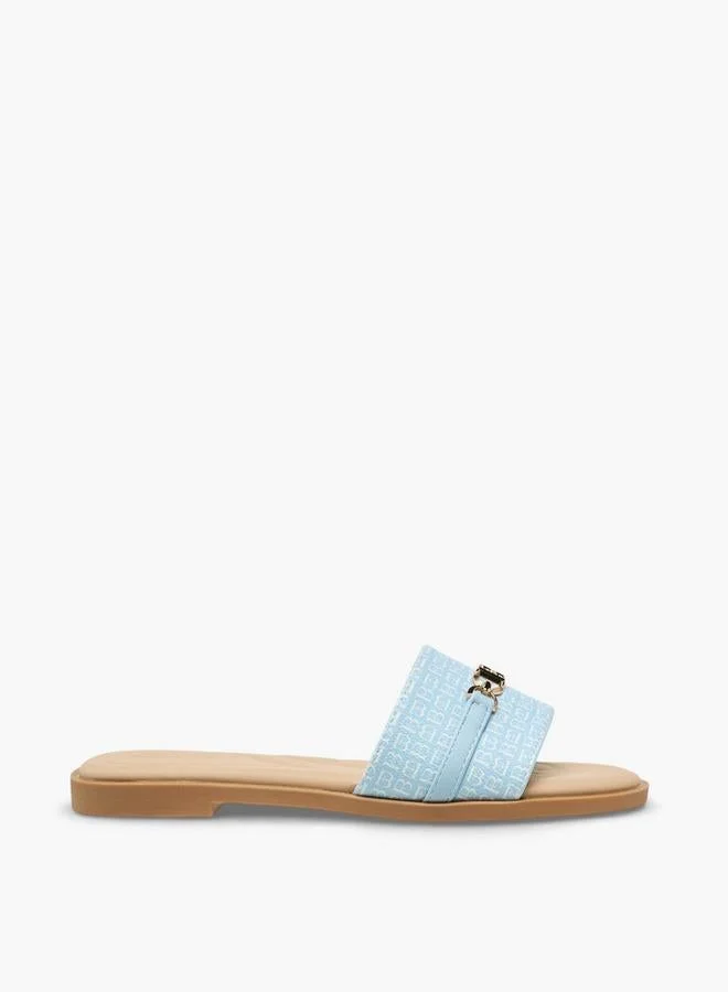 Flora Bella Women Monogram Print Slip-On Sandals