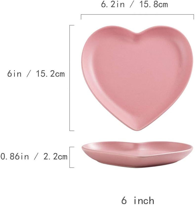 FUYU 2pcs Colorful Matte Heart Shaped Ceramic Dinner Plate for Salad Dessert and Steak - Image 2