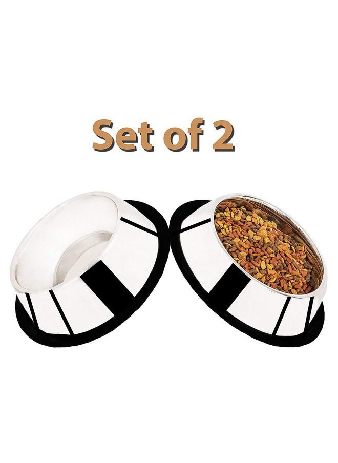 Sage Square Stainless Steel Dog Bowls With Rubber Base, 1600 Ml (Set Of 2)  - Image 1