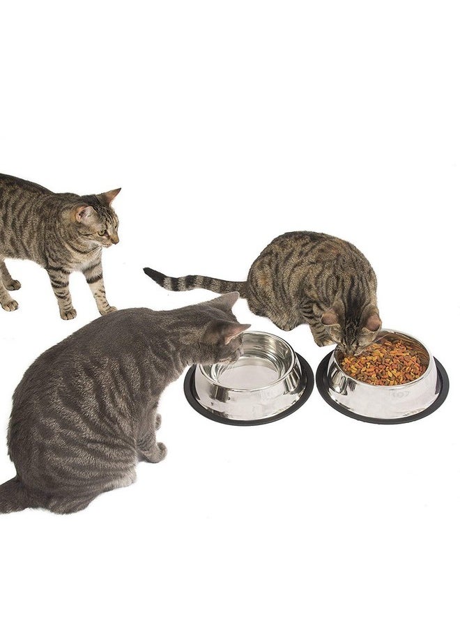 Sage Square Stainless Steel Dog Bowls With Rubber Base, 1600 Ml (Set Of 2)  - Image 3