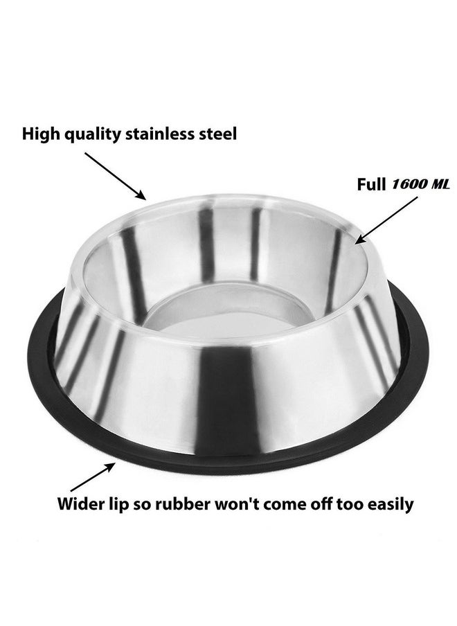 Sage Square Stainless Steel Dog Bowls With Rubber Base, 1600 Ml (Set Of 2)  - Image 2