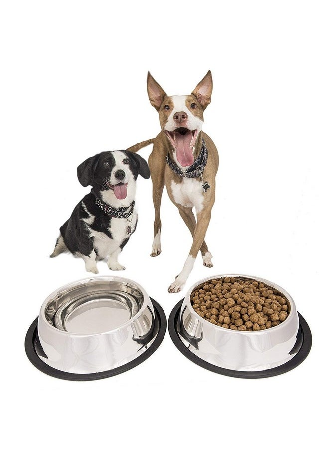 Sage Square Stainless Steel Dog Bowls With Rubber Base, 1600 Ml (Set Of 2)  - Image 4