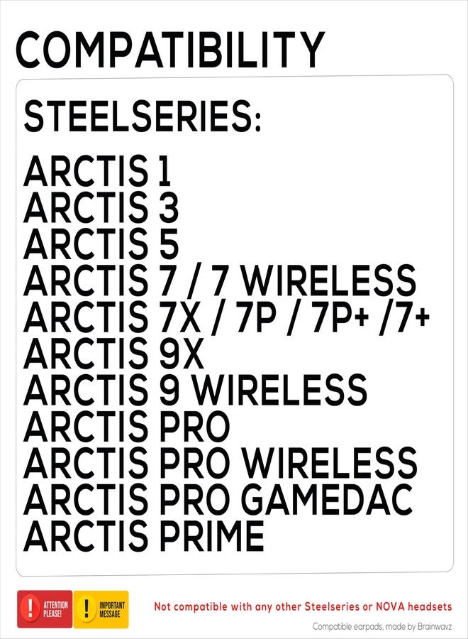 BRAINWAVZ Gaming Gel Earpads for SteelSeries Arctis 1, Arctis 3, Arctis 5, Arctis 7, Arctis 9X, Arctis Pro & Arctis Prime Headset Headphone Earpads, Memory Foam & PU Leather (Black) - Image 3