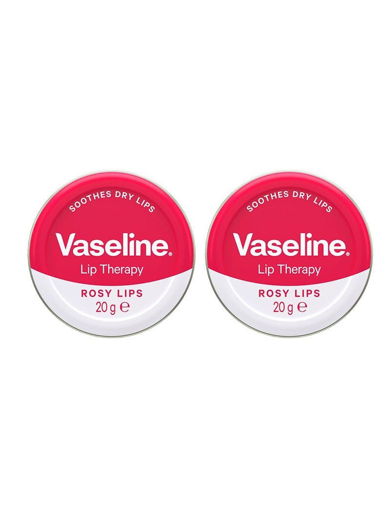 Vaseline Lip Therapy Petroleum Jelly Rosy Lips, Moisturize & Soothes Dry Lips, 20g Pack Of 2