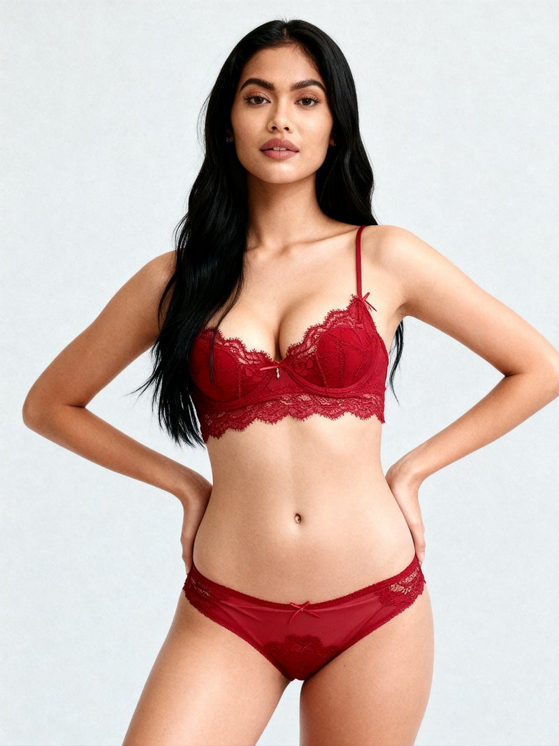 Laceandme Sexy Lace Lingerie Set for Women – Designer Bra & Matching Panty | Romantic Intimates Wear - Image 1
