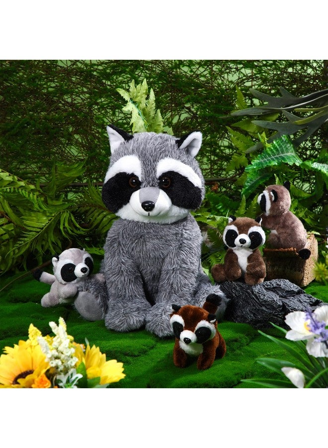Harrycle 5 Pcs Raccoon Stuffed Animal Set Adorable Mommy Raccoon Plush with 4 Cute Babies in Tummy Soft Cuddly Plushie for Birthday Woodland Party Decor(Cute Style) - Image 5