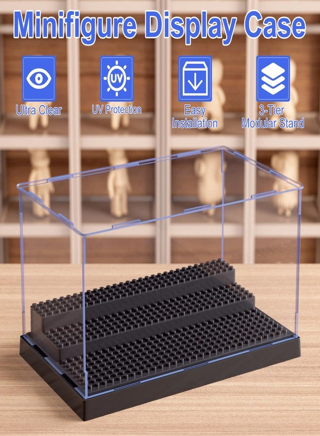 Mlikero Minifigure Display Case for Action Figures Blocks, Clear Dustproof Acrylic Display Box Storage with 3 Movable Steps Gifts for Children,Black - Image 2