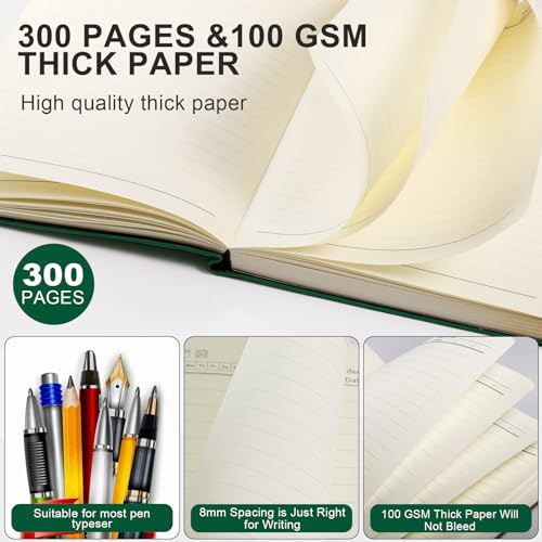 Fetinar Aesthetic Lined Journal Notebook for Women,300 Pages Softcover Leather Lined Journal Notebook,300 Pages Daily Journal, College Ruled Notebook for Work School, Note Taking 5.75''X8.38'' Green - Image 4