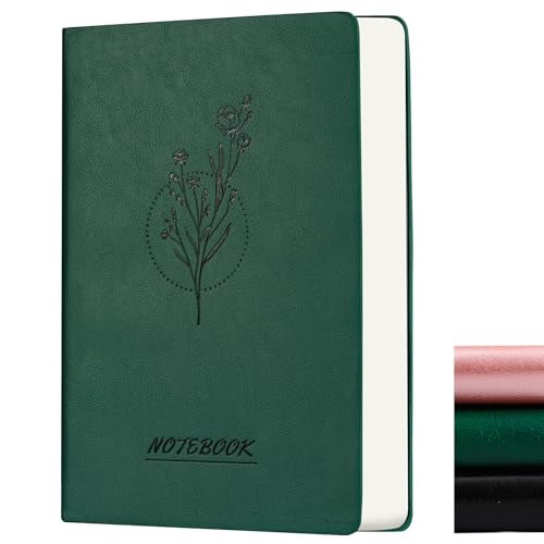 Fetinar Aesthetic Lined Journal Notebook for Women,300 Pages Softcover Leather Lined Journal Notebook,300 Pages Daily Journal, College Ruled Notebook for Work School, Note Taking 5.75''X8.38'' Green - Image 1