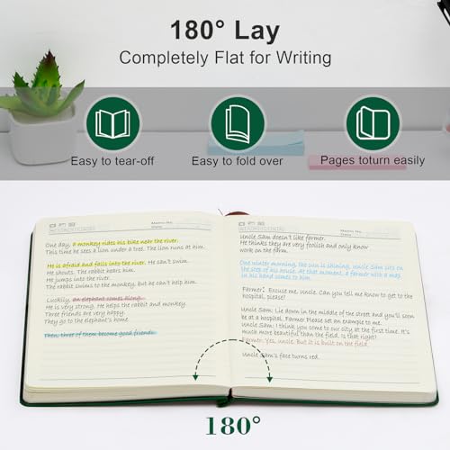 Fetinar Aesthetic Lined Journal Notebook for Women,300 Pages Softcover Leather Lined Journal Notebook,300 Pages Daily Journal, College Ruled Notebook for Work School, Note Taking 5.75''X8.38'' Green - Image 5