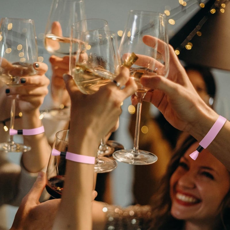 Comflora 100 Pcs Cloth Event Wristband, Disposable Wristbands for Events, Colored Wristbands Events,for Lightweight Concert,Club Entrance Wrist Strap Party Wristband Event (Color : Pink) - Image 5