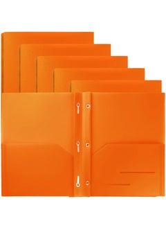 6 Pack Heavy Duty Plastic Two Pocket Folders With 3 Prongs, Metal Prongs Fastener, Heavy Duty Plastic 2 Pocket Folder (Orange) - pzsku/Z1A03C46146834B77E0D3Z/45/_/1731922042/bfff59eb-b1a9-4cd8-aefd-7996d1550259