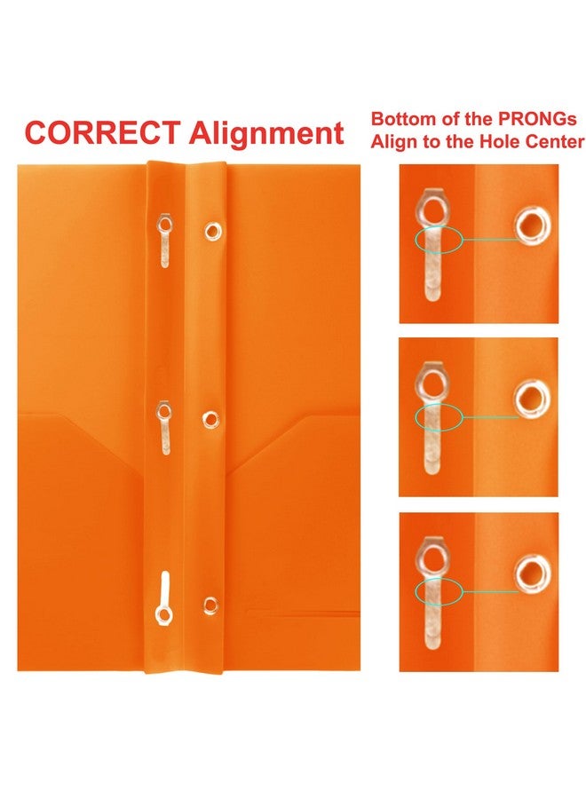 Youngever 6 Pack Heavy Duty Plastic Two Pocket Folders With 3 Prongs, Metal Prongs Fastener, Heavy Duty Plastic 2 Pocket Folder (Orange) - Image 3