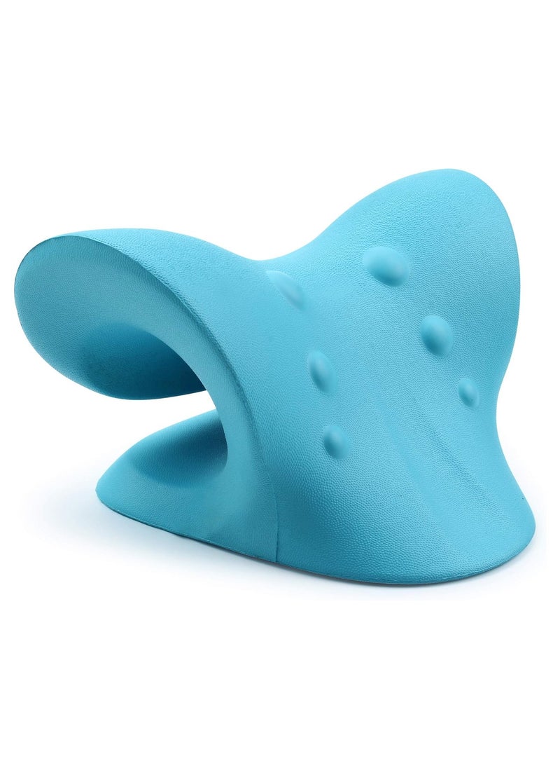 Neck and Shoulder Relaxation Pillow, Traction Device for Pain Relief and Spine Alignment, Curvature Correction and Extension - Blue