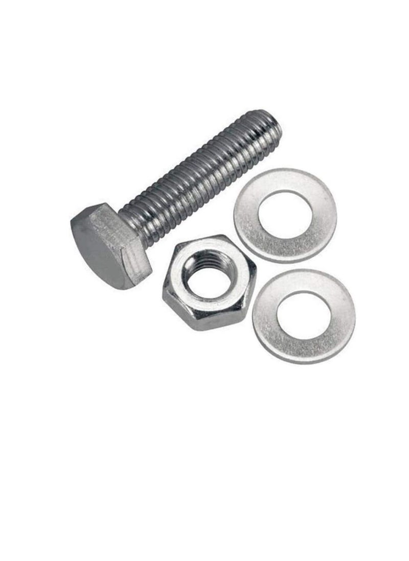Generic - Apex 12 pcs Hex Head Screw Bolts Nuts & Washers Fully Thread GI Plain Finish Bolt Set. (8, 100M) - Image 1