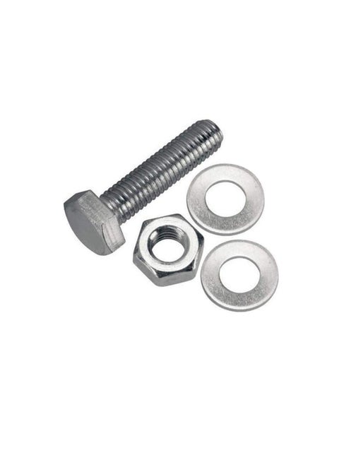 Apex 12 pcs Hex Head Screw Bolts Nuts & Washers Fully Thread GI Plain Finish Bolt Set. (8, 100M)