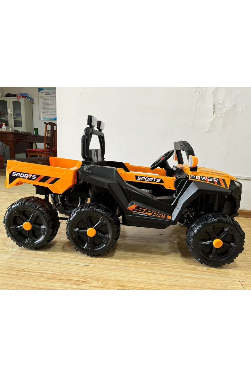 12V 7Ah 4 Wheeled Electric Jeep Car for Kids, orange - Image 1