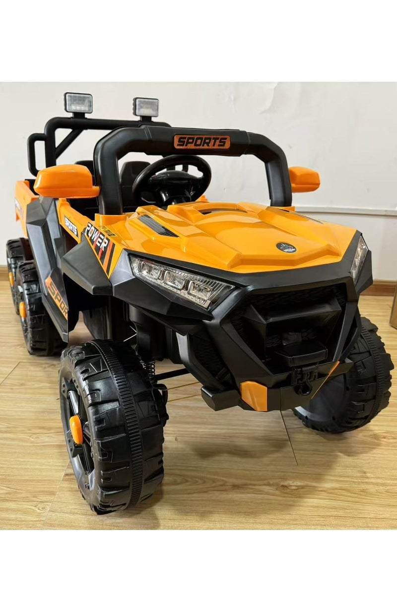 12V 7Ah 4 Wheeled Electric Jeep Car for Kids, orange - Image 2