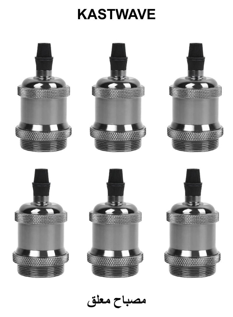 KASTWAVE E26/E27 Pendant Light Fitting, 6 Pack Vintage Pendant Light Fitting, Retro Industrial Style E26/E27 Lamp Holder, Fitting Kit for DIY Suspension Chandeliers Modern Hanging Lampe - Image 1