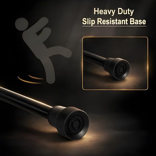 MCP Mild Steel Walking Stick Adjustable Height, Lightweight Walking Stick for Men, Women, Hand Stick for Old People (Black) - Image 2