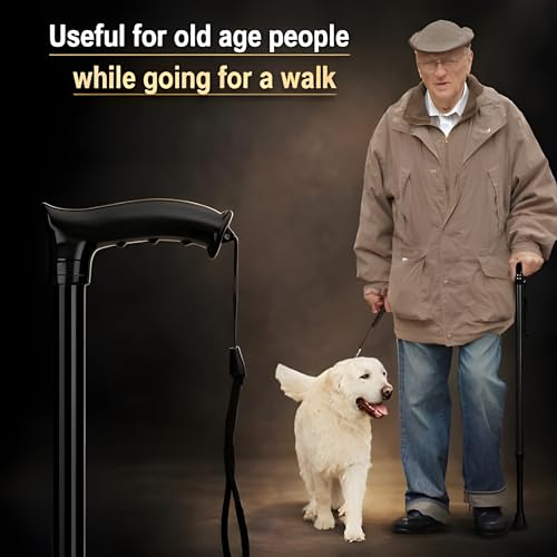 MCP Mild Steel Walking Stick Adjustable Height, Lightweight Walking Stick for Men, Women, Hand Stick for Old People (Black) - Image 4