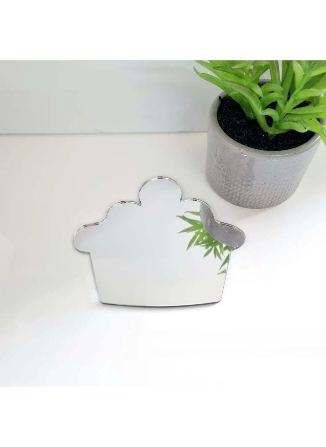 Horoof Home Horoof Home® Star Baker Acrylic Mirror Wall Art – Silver Cupcake Design, 12x10 cm, 3mm Thick, SL520 