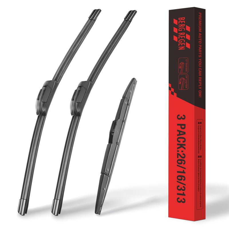 BERG REGEN 2616 Windshield Wiper Blades with 13 Rear Automotive Replacement Set for Honda CRV CRV 2012 2013 2014 2015 2016 Genuine OEM Quality Set of 3