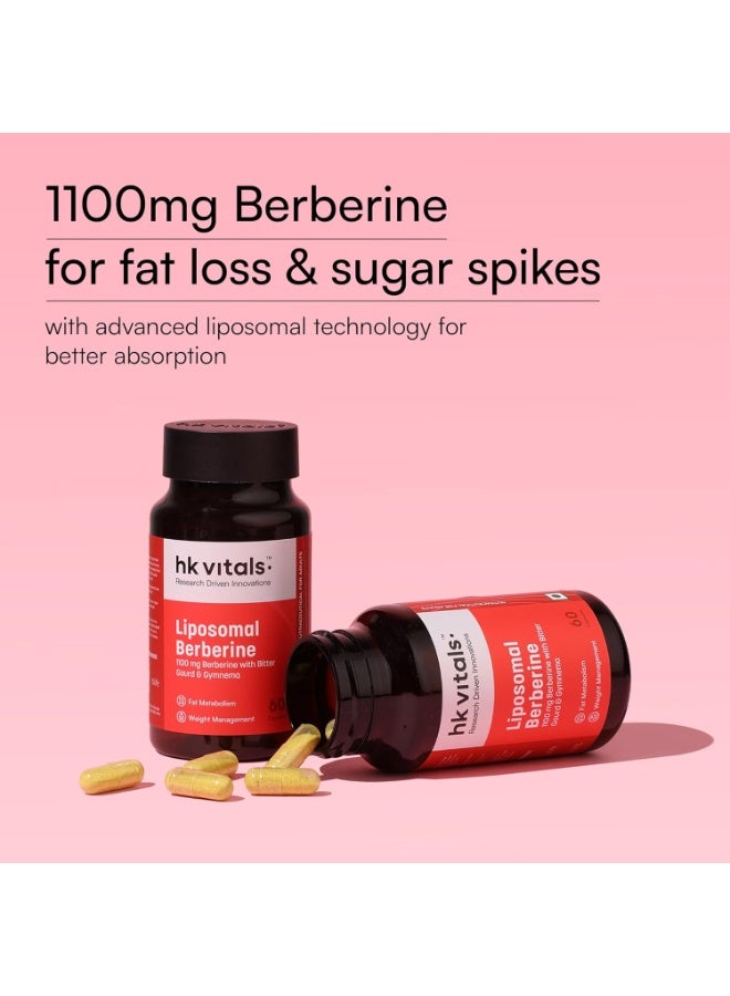 hk vitals Liposomal Berberine (60 Capsules) | 1100mg Berberine with Bitter Gourd & Gymnema | For Fat Metabolism & Weight Management - Image 3