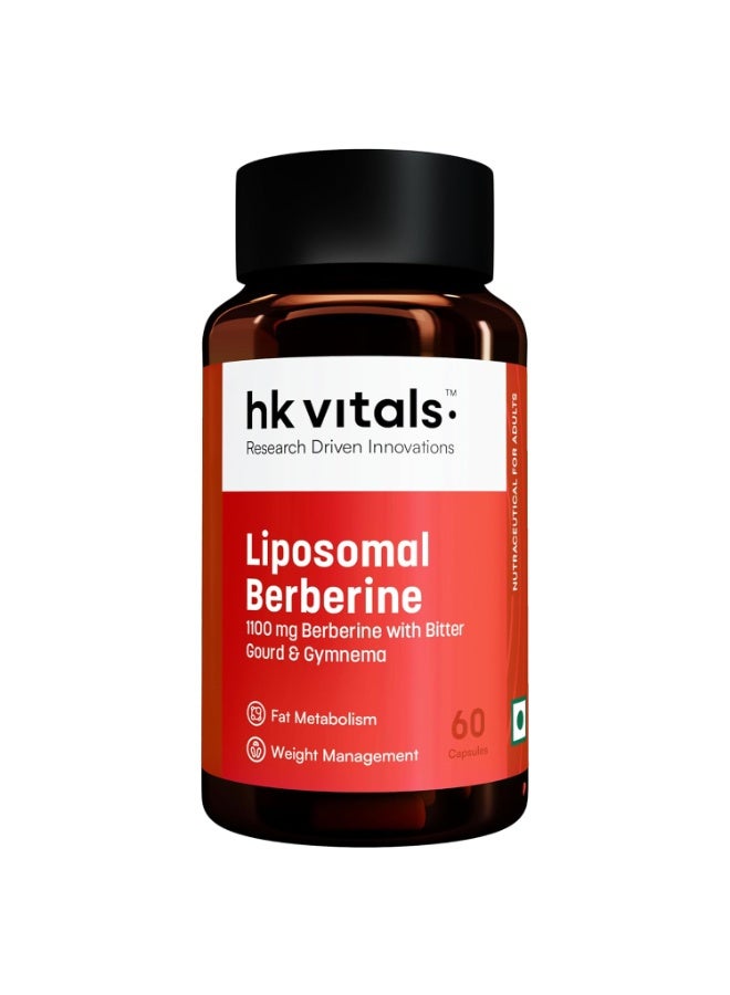 hk vitals Liposomal Berberine (60 Capsules) | 1100mg Berberine with Bitter Gourd & Gymnema | For Fat Metabolism & Weight Management - Image 1