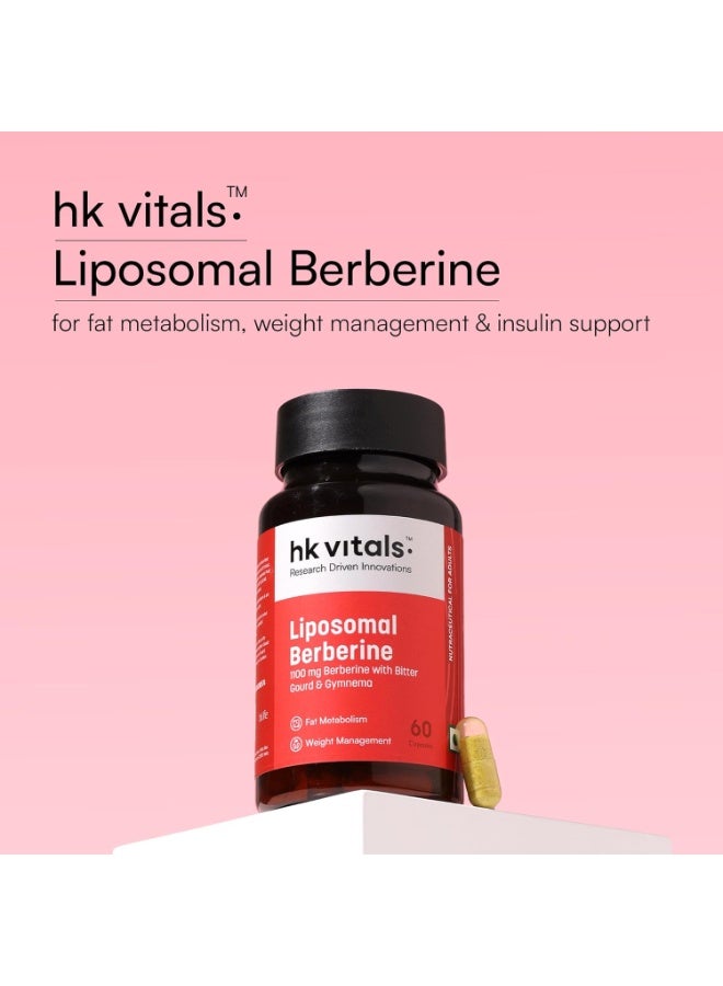 hk vitals Liposomal Berberine (60 Capsules) | 1100mg Berberine with Bitter Gourd & Gymnema | For Fat Metabolism & Weight Management - Image 2