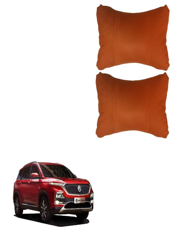 Adroitz Orange Universal Neck Rest Pillow Faux Leather Material in Football Design for All Car_185 - Image 1