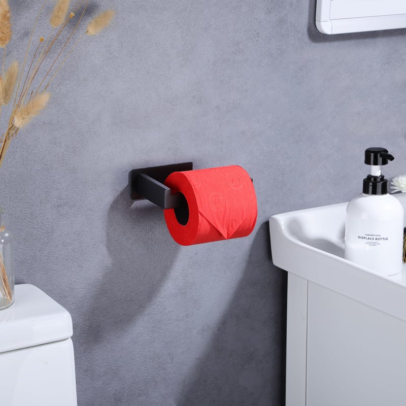 LANC Self-Adhesive Toilet Paper Holder, Matte Black Toilet Tissue Holder Wall Mounted for Bathroom Kitchen, Stick On Paper Roll Holder with No Drilling Rustproof Stainless Steel, A8307MB - Image 3