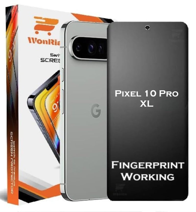 WonRia ® حزمة 1 - واقي شاشة غير لامع لجهاز Pixel 10 Pro XL 5G غشاء غير قابل للكسر يعمل مع بصمة الإصبع | فيلم غير لامع مرن من TPU | من الحافة إلى الحافة - مجموعة التثبيت - Image 1