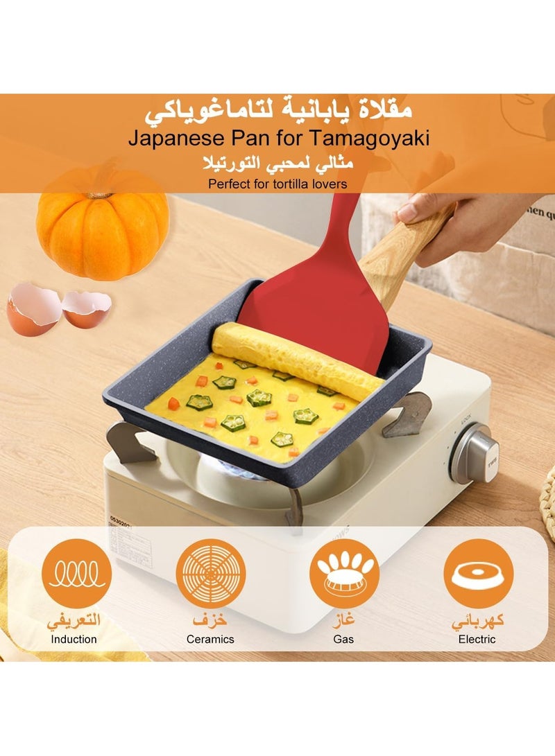Omelette Pan Non-Stick Frying Pan Breakfast Pan Egg Roll Frying Pan for Baking Cooking Omelette Pan Cooker Indoor Outdoor Camping Travel Healthy Granite Happiness Breakfast Kitchen Tool  - Image 3