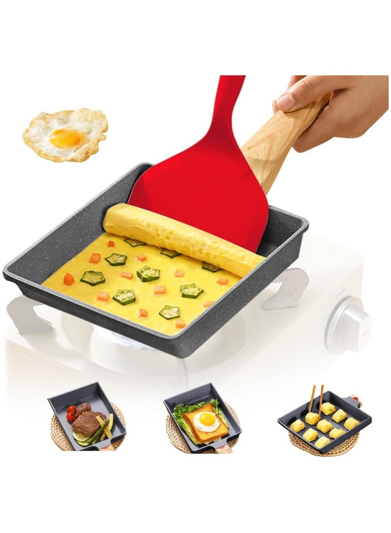 Omelette Pan Non-Stick Frying Pan Breakfast Pan Egg Roll Frying Pan for Baking Cooking Omelette Pan Cooker Indoor Outdoor Camping Travel Healthy Granite Happiness Breakfast Kitchen Tool  - Image 1